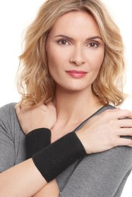 Resim Angora Yünü Doğal Termal Çift Bilek Isıtıcı Unisex Siyah - Siyah / Tek beden 