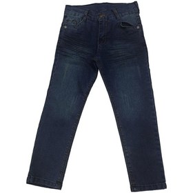 Resim Erkek Çocuk Yırtık Yıpratma Desenli Lacivert Kot Pantolon 