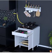 Resim Qplas M Set Ocak Altı Dolap 60x88x48 Cm. Çekmeceli, Kapaklı, Raflı Ve Baharat Raflı Beyaz Dolap Beyaz 