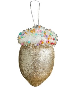 Resim Suntek Yılbaşı Ağacı Asılı Süsler Altın-meşe-palamudu 