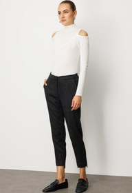 Resim Balıksırtı Desenli Dar Paça Pantolon - Bordo / 38 