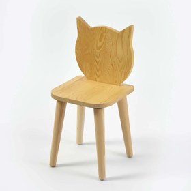 Resim Çam Ağacı Çocuk Sandalyesi - Kedi 