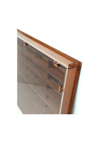 Resim Ceviz Şeffaf Kapaklı Ahşap Hobi Araba Rafı 