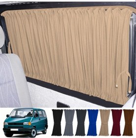 Resim Pandami Volkswagen T4 - Transporter / Caravelle Kısa Şase 1990 2003 Uyumlu Krem Raylı Oto Perde Takımı 