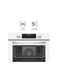 Resim Simfer 8209 9 Fonksiyon QS Beyaz Cam Ankastre Fırın Power Turbo Dijital 