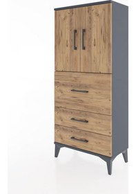 Resim Hyperion Dolap Tek Raflı 3 Çekmeceli 2 Kapaklı 60x44x134 Antr... Antrasit 