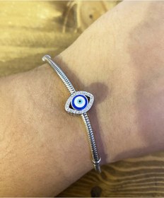 Resim Kadın Nazar Boncuğu Detay Göz Model Gümüş Charm Gümüş 