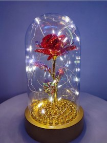 Resim Kırmızı Işıklı Kristal Gül Fanus Anneler Günü 