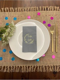 Resim Gold Yaldızlı Gri Better Together Peçete 16 Adet 