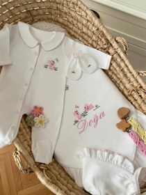 Resim Rabbit Pink Organik Yenidoğan Seti - 4 Parça Set / Biyeli Battaniye & Knot Şapka 