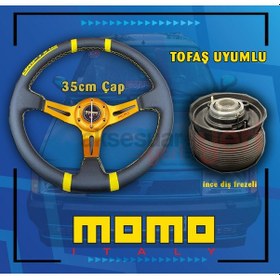 Resim Tofaş Şahin 1997 Üstü Uyumlu 35cm Momo Spor Dierksiyon Ve Göbeği İnce Diş Freze Sarı Detaylı 