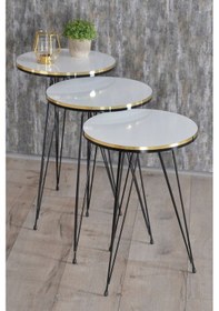 Resim Zigon Sehpa Ve Orta Sehpa Kr Set Siyah Tel Ayak Çift Altın Beyaz Diğer 