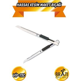 Resim Dar Hassas Kesim Profesyonel Maket Bıçağı Metal Klipsli 2'li Set 