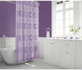 Resim Tropik Home Duş Perdesi Seti, 12 Adet C Halka Hediyeli Banyo Perdesi-banyo Duş Perdeleri-banyo Aksesuarları Lila 