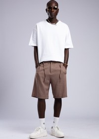 Resim Beli Lastikli Keten Şort 