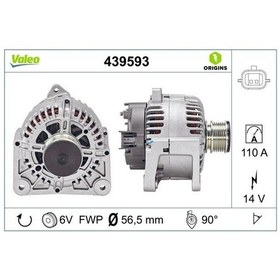 Resim VALEO 439593 Alternator 12 V 110A Renault Megane II - Scenic 1.4 / 1.6 16V 06 101540802 8200772726 (WA844867) 