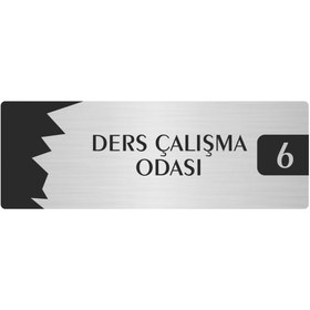 Resim Özarslan Dizayn Metal Departman Kapı İsimliği, Yönlendirme levhası Ders Çalışma Odası (6) 10X20 Cm Gümüş Renk 