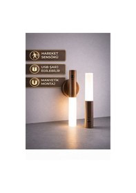 Resim Modern Ahşap Silindir Duvar Lambası Ahşap - Şeffaf 