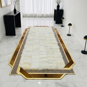 Resim Altın Bordürlü Krem Toscana Kürk Koridor Halısı – Şık ve Prestijli Tasarım - 120x170 cm 