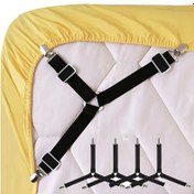 Resim 4 Adet Ayarlanabilir Metal Klips Yorgan Tutucular, Kaymaz Elastik Bantlı Koltuk Minderleri ve Yatak Örtüleri, Görünmez Güvenlik Kayışları, Sadece Elde Yıkama, Siyah, Çarşaf Tutucu Kayışlar 