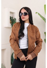 Resim Kadın Relax Fit Bomber Süet Ceket Kahve Süet 