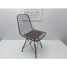 Resim Knsz kafes tel sandalyesi 1 li mazlum syhgri işlemeli kumaş ofis cafe bahçe mutfak 