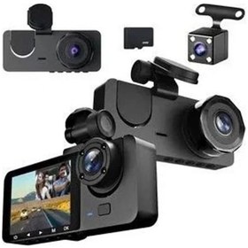 Resim 1080p Full Hd Çözünürlüklü Üç Kameralı Araç İçi Kamera - Park Ve Sürüş Güvenliği 