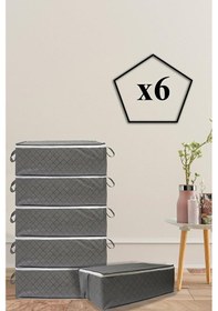 Resim Adarya Home 6 Adet Kapitone Desenli Bazaaltı Hurç 60x40x22 Antrasit 