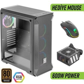Resim Green Z5 Surena Argb Gaming Bilgisayar Kasası 4 120mm Fan + Kumanda 600w 80+ Bronze Psu Dahil + Mouse 