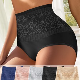 Resim 5'li Paket Yüksek Bel Dantelli ve Kalça Kaldırma Kontrollü Rahat Kadın Külotları 
