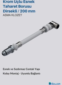 Resim BALİOR Asma Klozet Esnek Taharet Borusu 200 mm Dirsekli Bağlantı 