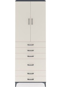 Resim Arges Dolap 3 Raflı 6 Çekmeceli 2 Kapaklı 88x30x243 Antrasit-aytaşı Antrasit 