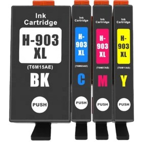 Resim TecHarbor HP Officejet 6950 (P4C78A),6950 (P4C78A),6960 (J7K33A),Pro 6960,6970 903xl 4 Renk Muadil Kartuş Seti 