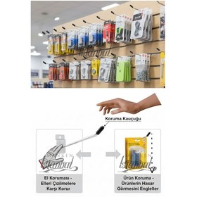 Resim Kanallı Pano Kancası Koruma Kauçuklu 10 Cm Deluxe Raf Askısı Ekstra Güçlü 65 Adet Krom 