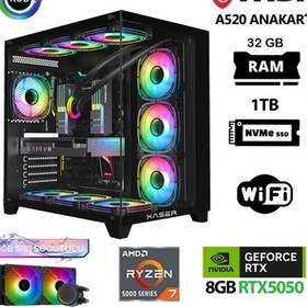 Resim Xaser Delux X07 R7-5700X 32 GB 1 TB M.2 NVMe SSD 8 GB RTX5050 Free Dos Masaüstü Oyuncu Bilgisayarı 