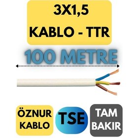 Resim Öznur 3x1,5 Ttr Kablo Metre Seçenekli Beyaz - 100 Metre 