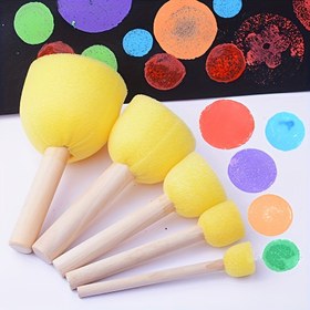 Resim 5/10/15/20/30 Adet Ahşap Saplı Yuvarlak ve Mantar Başlı Fırça Seti, DIY Sanat Projeleri için Uygun Yaratıcı Karalama Akrilik Boyama Malzemeleri 
