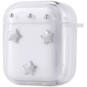 Resim Ekılıf - Apple Uyumlu AirPods 1. Nesil - Kılıf Airbag Tasarımlı Simli Şeffaf Kutup Kılıf - Airbag 44 - Yıldız - T36621 Yıldız 