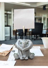 Resim Gümüş Fil Temalı Not Tutacağı Fotoğraf Tutacak Tutucu Ofis Seti Hediyelik Gümüş 