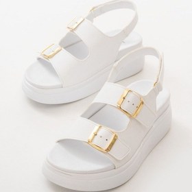 Resim Beyaz Dolgu Topuk Kadın Sandalet Çok Renkli 