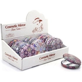 Resim Büro Ev Ofis Personel Hediyesi İçin Taşlı Kalın Yuvarlak El Aynası Çok Renkli 