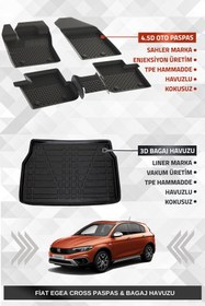 Resim Sahler Fiat Egea Cross Uyumlu 4.5d Premium Paspas Ve Liner 3d Bagaj Havuzu Set 