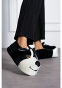 Resim Albishoes Sevimli Köpek Figür Siyah Peluş Yumuşak Taban Ev Panduf 001 