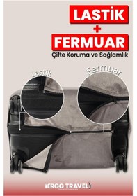 Resim Valiz Koruma Kılıfı Kadife Kılıf - Gri - Orta Boy Ergo Travel Gri 