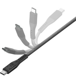 Resim Energea Flow 1.5m 240W Dijital Göstergeli Type-C To Type-C Pd Hızlı Şarj Kablosu 