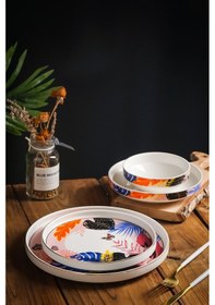 Resim Butterfly Modern Altın 24 Parça 6 Kişilik Porselen Yemek Takımı Yuvarlak 