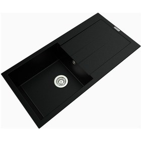 Resim Polex Cristalüx Granit Evye P-X1 Siyah Tezgah Altı Ve Tezgah Üstü Mutfak Evyesi 98x49.5 CM 