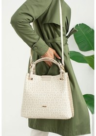 Resim Just Polo Kadın Büyük Boy 4 Bölmeli Günlük Kullanıma Uygun Tote Bag Omuz Çantası 234028mh Bej Yeni 