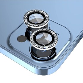 Resim USIDE Iphone 13 & 13 Mini Uyumlu i Taşlı Kamera Koruyucu Diamond Seri Taşlı Gümüş [2'li Set] 