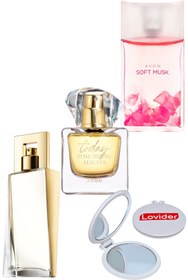 Resim Avon Attraction 50ml + Today 50ml + Soft Musk EDT 50ml Kadın Parfüm 3'lü Set + Lovider Cep Aynası 
